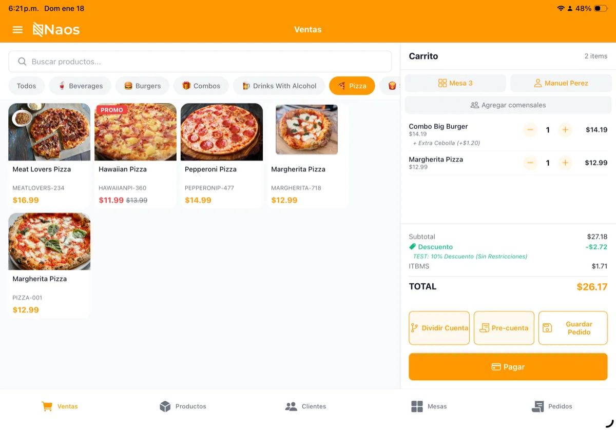 Menú por Categorías