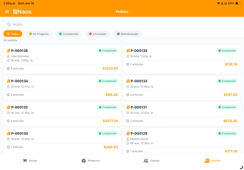 Historial de Pedidos