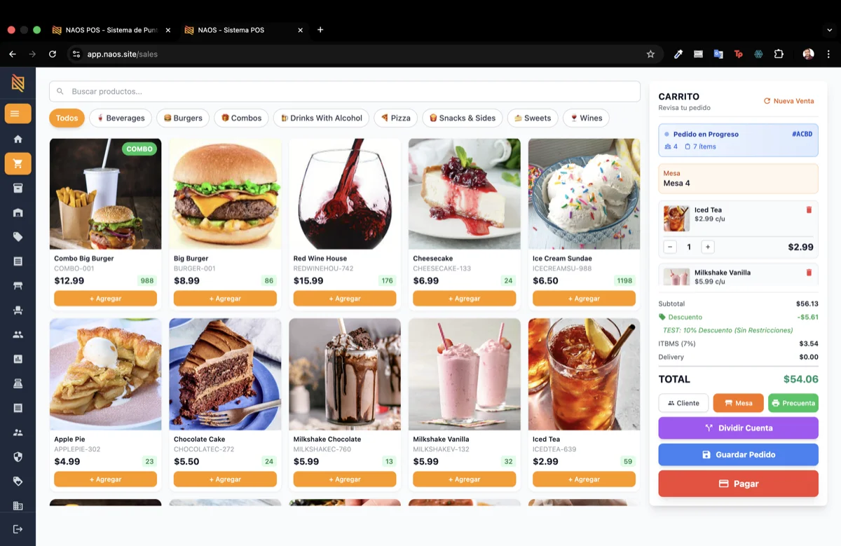 NAOS POS Restaurant Dashboard